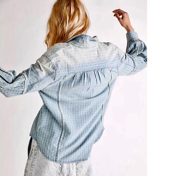 NWT Free People Glacier Bay Check Top - Picture 4 of 6